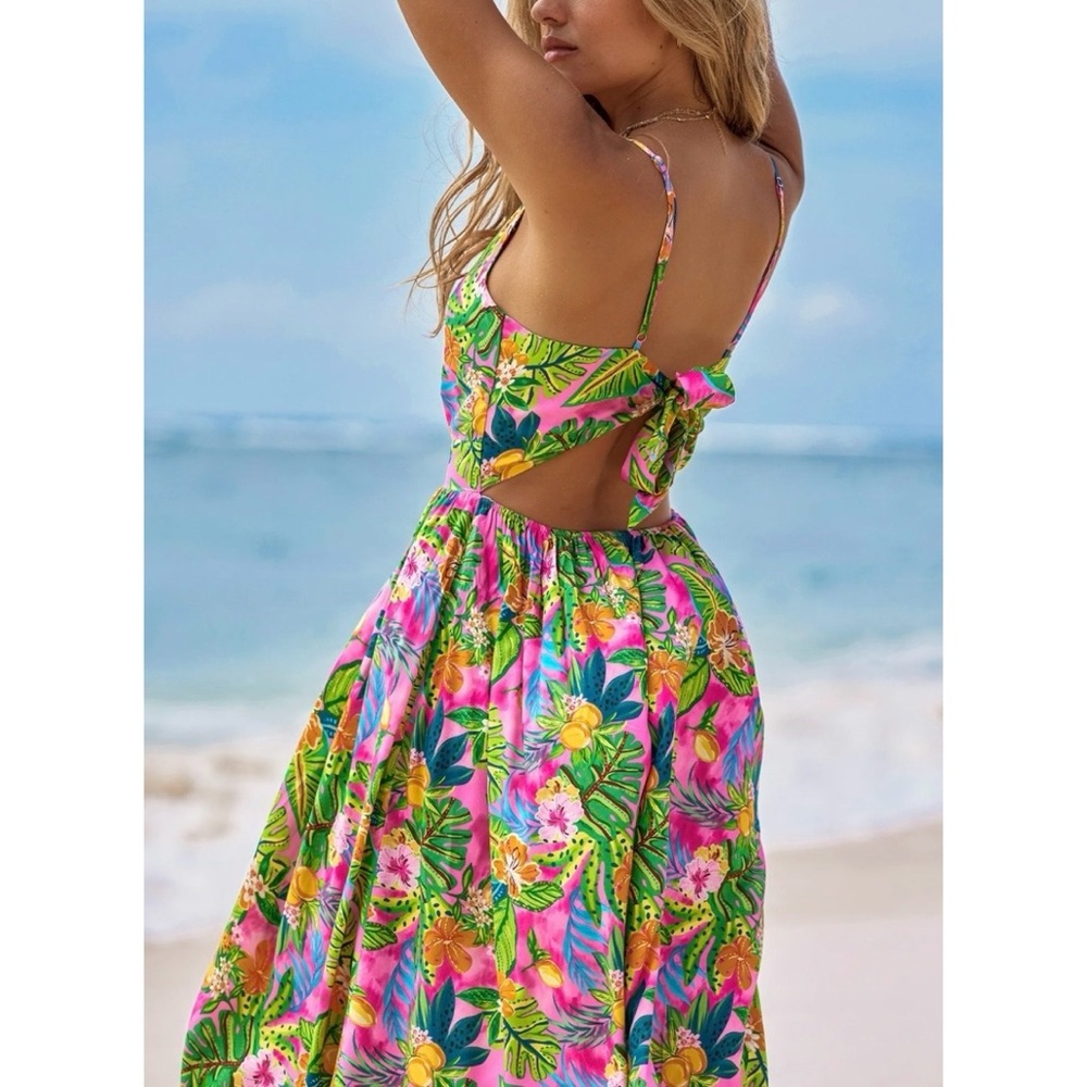 Cupshe Tropical Floral Maxi Dress - Size Large - Picture 3 of 5